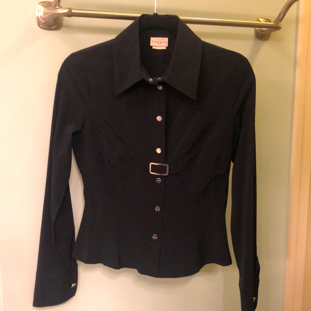 “Vintage” Karen Millen Blouse - Black with Silver Accents, Size 8 US